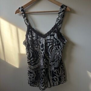 Apt. 9 Black and White Flowy Tank Top
